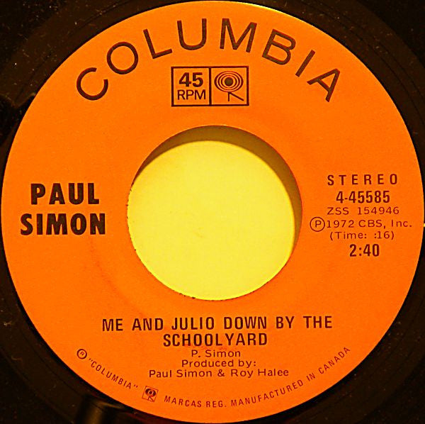 Paul Simon : Me And Julio Down By The Schoolyard (7")