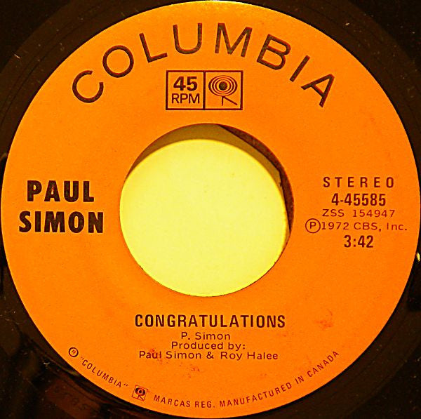 Paul Simon : Me And Julio Down By The Schoolyard (7")