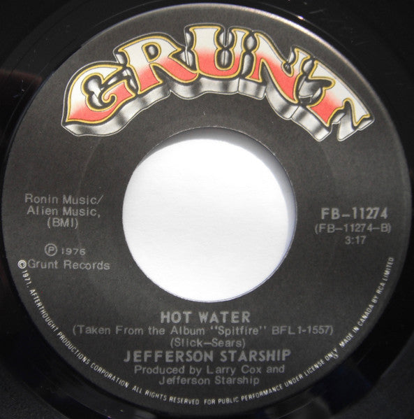 Jefferson Starship : Runaway / Hot Water (7", Single)