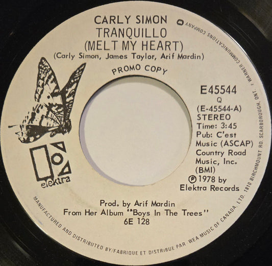 Carly Simon : Tranquillo (Melt My Heart) (7", Promo)