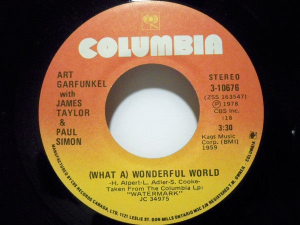 Art Garfunkel With James Taylor (2) & Paul Simon : (What A )Wonderful World (7", Single)