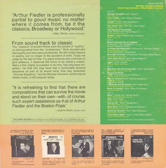 Arthur Fiedler / Boston Pops Orchestra : Motion Picture Classics (2xLP, Gat)