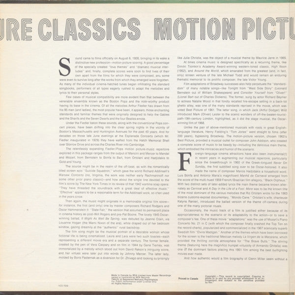 Arthur Fiedler / Boston Pops Orchestra : Motion Picture Classics (2xLP, Gat)