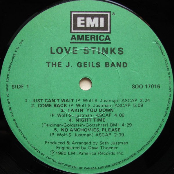 The J. Geils Band : Love Stinks (LP, Album)