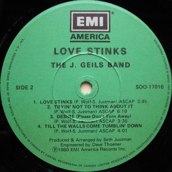 The J. Geils Band : Love Stinks (LP, Album)