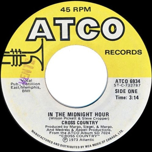 Cross Country : In The Midnight Hour / A Smile Song (7", Single)