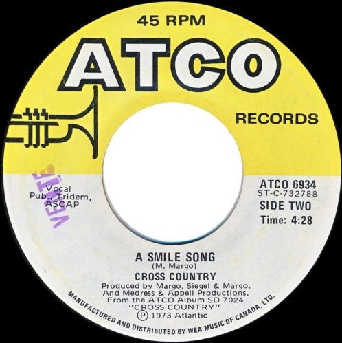 Cross Country : In The Midnight Hour / A Smile Song (7", Single)