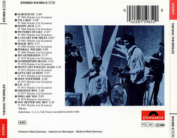 The Who : The Singles (CD, Comp, Mono, RE)