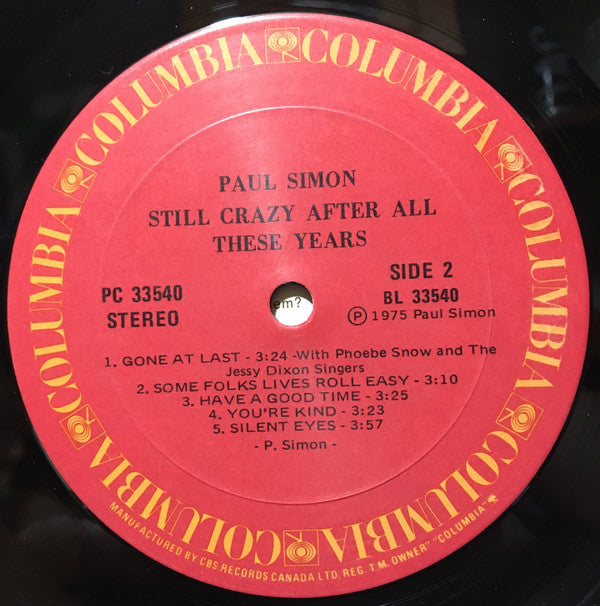 Paul Simon : Still Crazy After All These Years (LP, Album, RE)