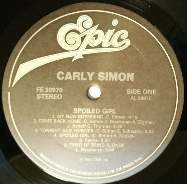 Carly Simon : Spoiled Girl (LP, Album)