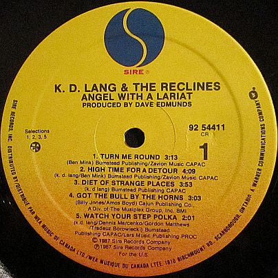 k.d. lang and the reclines : Angel With A Lariat (LP, Album)