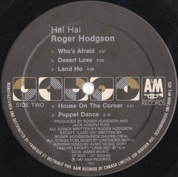 Roger Hodgson : Hai Hai (LP, Album)