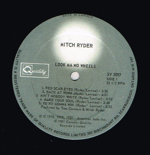 Mitch Ryder : Look Ma, No Wheels (LP, Album)