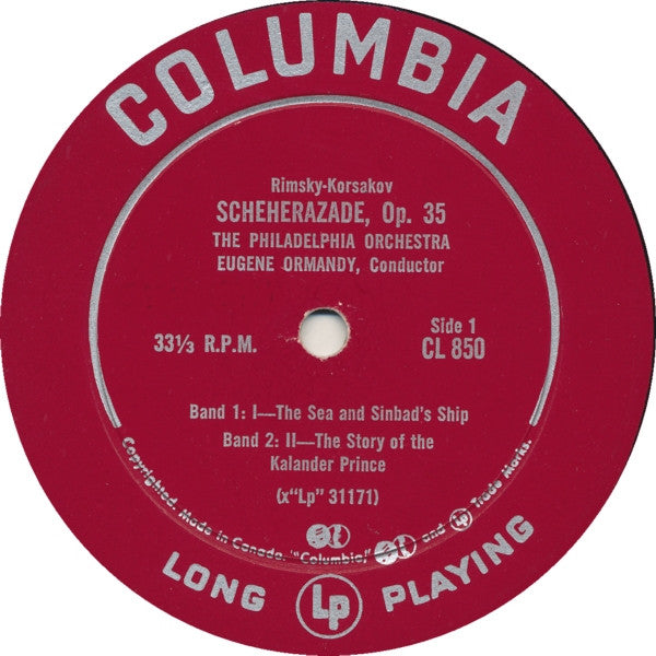 Nikolai Rimsky-Korsakov / The Philadelphia Orchestra, Eugene Ormandy : Scheherazade, Op. 35 (LP)
