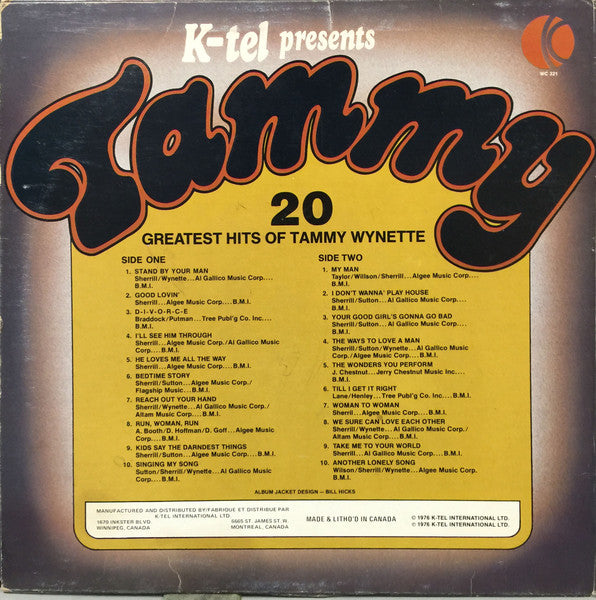 Tammy Wynette : Tammy - 20 Greatest Hits (LP, Comp)