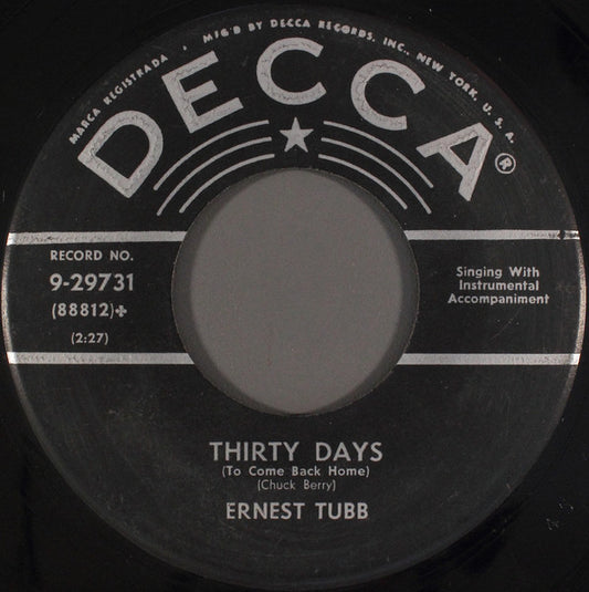 Ernest Tubb : Answer The Phone / Thirty Days (To Come Back Home) (7", Glo)