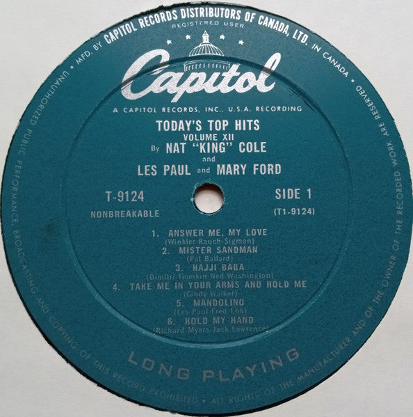 Les Paul & Mary Ford / Nat King Cole : Today's Top Hits Vol. 12 (LP, Comp, Mono)