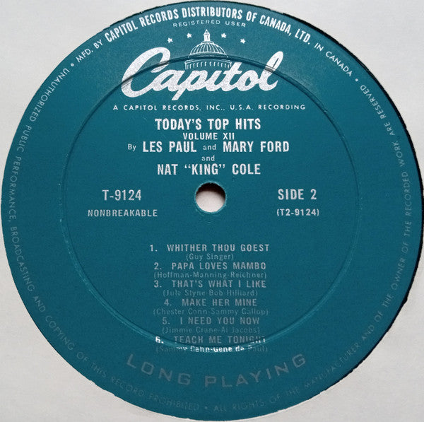 Les Paul & Mary Ford / Nat King Cole : Today's Top Hits Vol. 12 (LP, Comp, Mono)