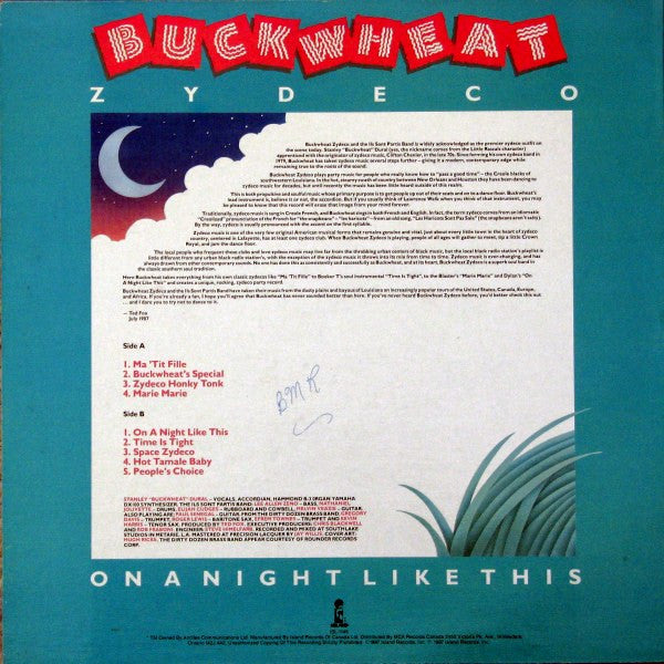 Buckwheat Zydeco : On A Night Like This (LP, Album)