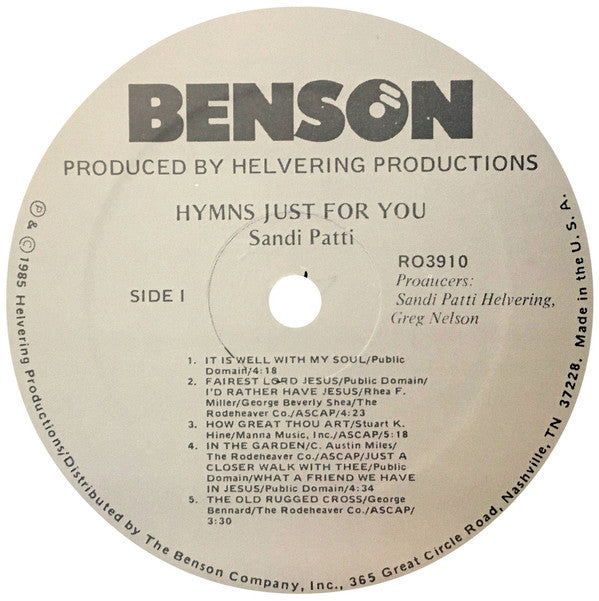 Sandi Patty : Hymns Just For You (LP, Album)