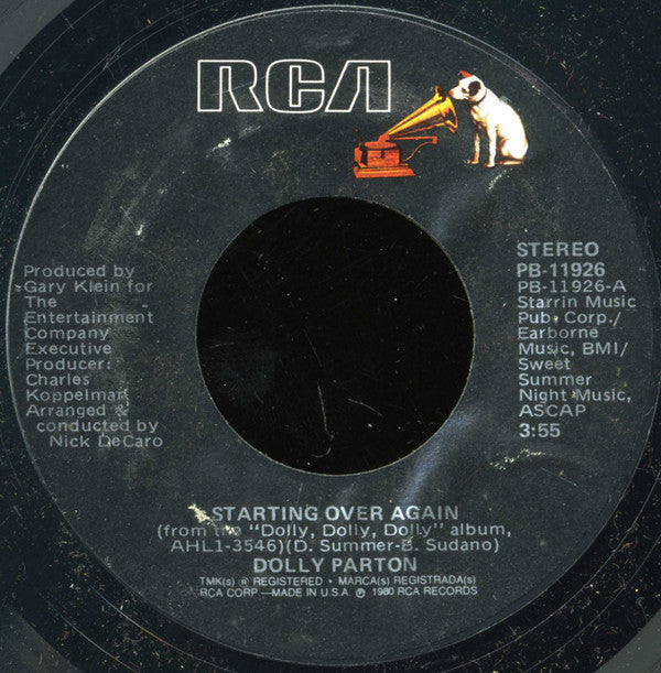Dolly Parton : Starting Over Again (7", Single, Styrene)