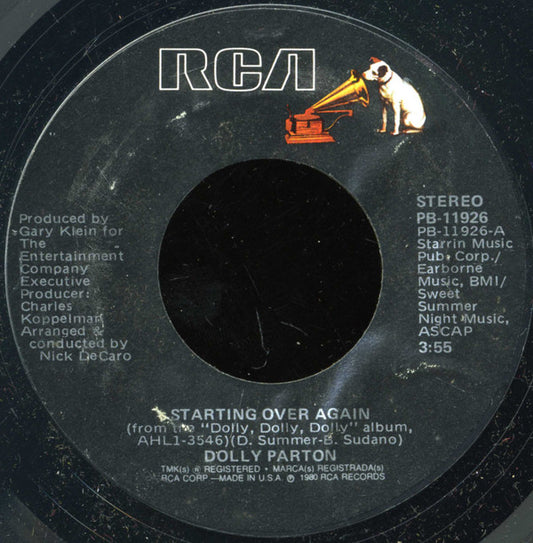 Dolly Parton : Starting Over Again (7", Single, Styrene)