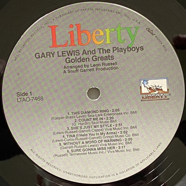 Gary Lewis & The Playboys :  Golden Greats (LP, Album, Comp, Win)
