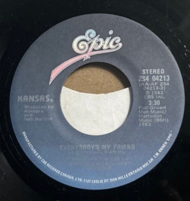 Kansas (2) : Everybody's My Friend (7", Single, Styrene, Pit)