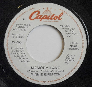 Minnie Riperton : Memory Lane (7", Promo)