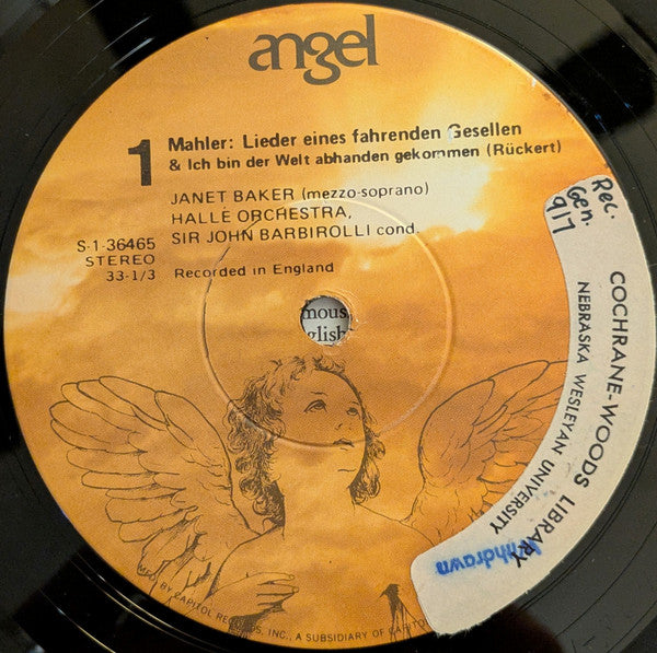 Janet Baker, Mahler*, Hallé Orchestra, Sir John Barbirolli : Mahler: Kindertotenlieder And Songs Of A Wayfarer (LP, RE)