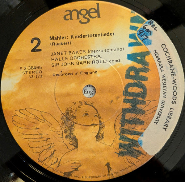 Janet Baker, Mahler*, Hallé Orchestra, Sir John Barbirolli : Mahler: Kindertotenlieder And Songs Of A Wayfarer (LP, RE)