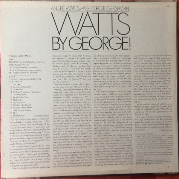 André Watts Plays George Gershwin : Watts By George! (LP, Album)
