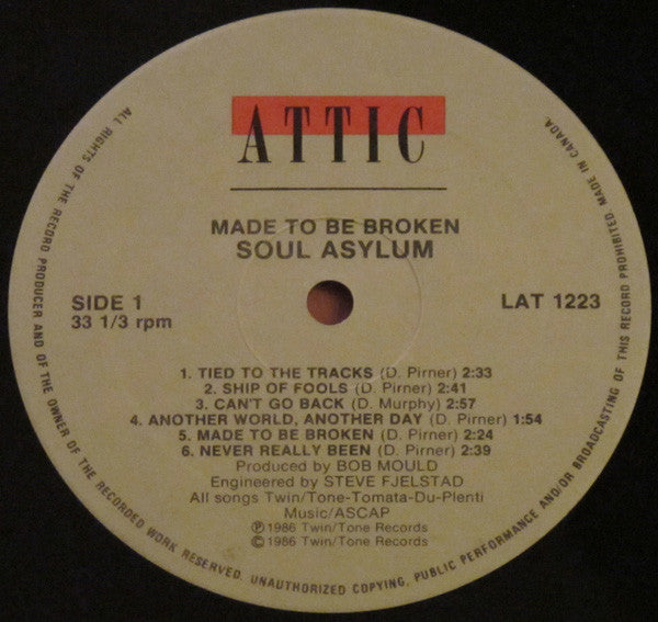 Soul Asylum (2) : Made To Be Broken (LP, Album)