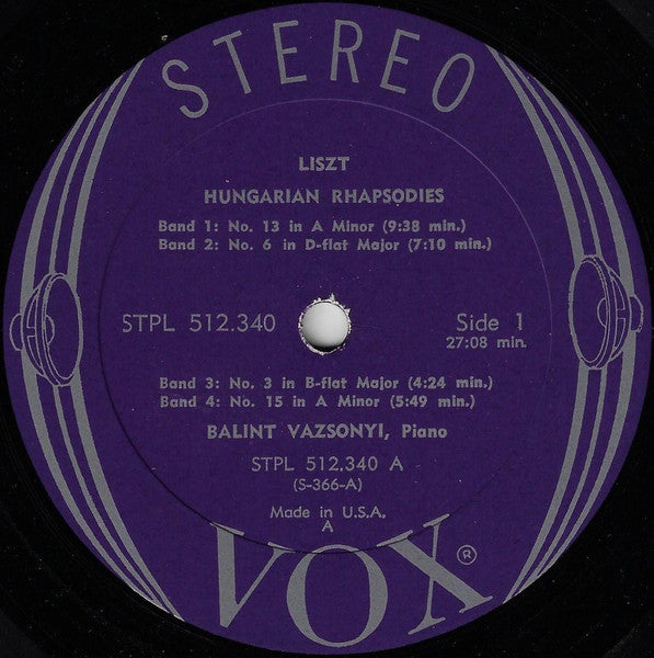Franz Liszt, Bálint Vázsonyi : Hungarian Rhapsodies (LP)