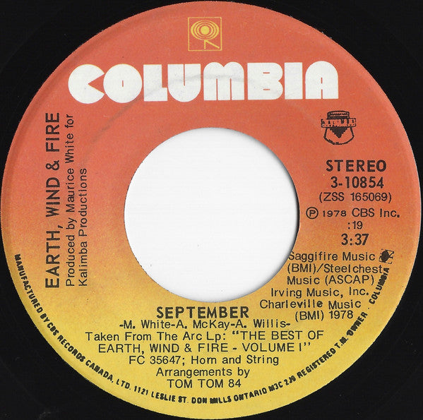 Earth, Wind & Fire : September (7", Single)