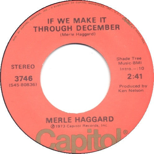 Merle Haggard : If We Make It Through December / Bobby Wants A Puppy Dog For Christmas (7", Single, Los)