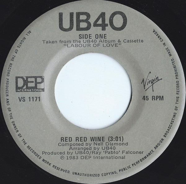 UB40 : Red Red Wine (7", Single)