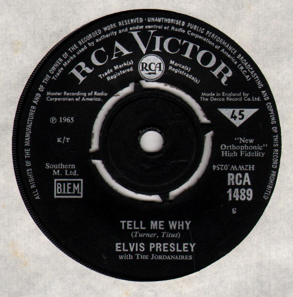 Elvis Presley with The Jordanaires : Tell Me Why (7", Single)