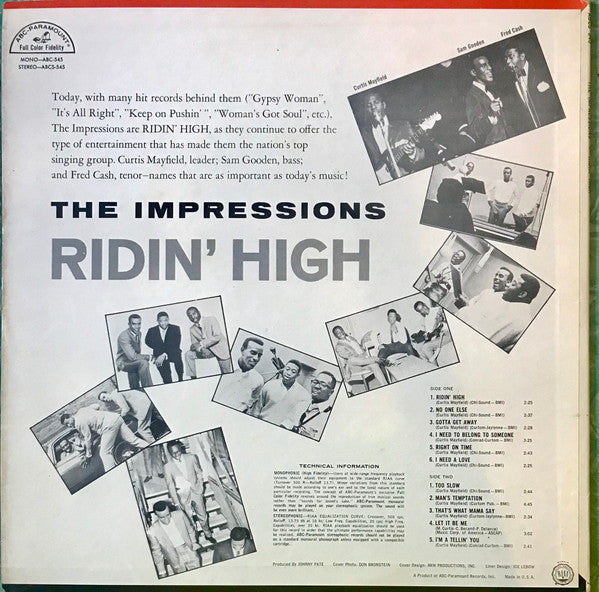 The Impressions : Ridin' High (LP, Album)
