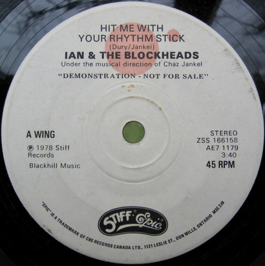 Ian Dury And The Blockheads : Hit Me With Your Rhythm Stick (7", Promo)