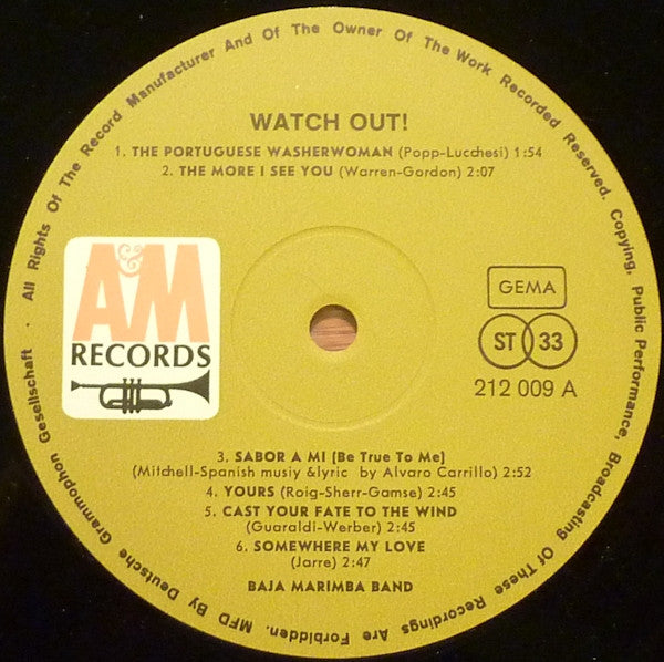 Baja Marimba Band : Watch Out! (LP, Album, RE)