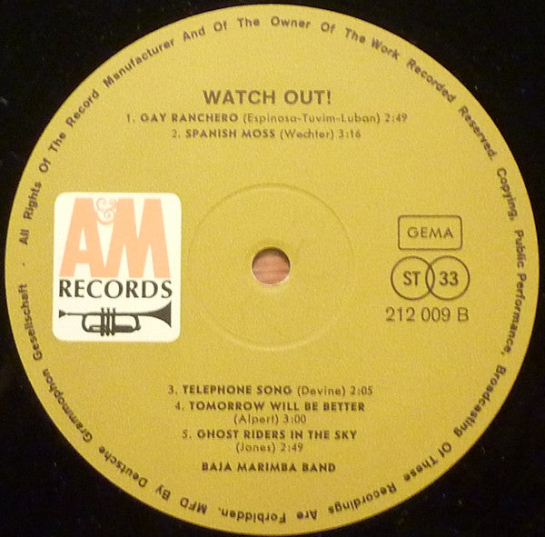 Baja Marimba Band : Watch Out! (LP, Album, RE)