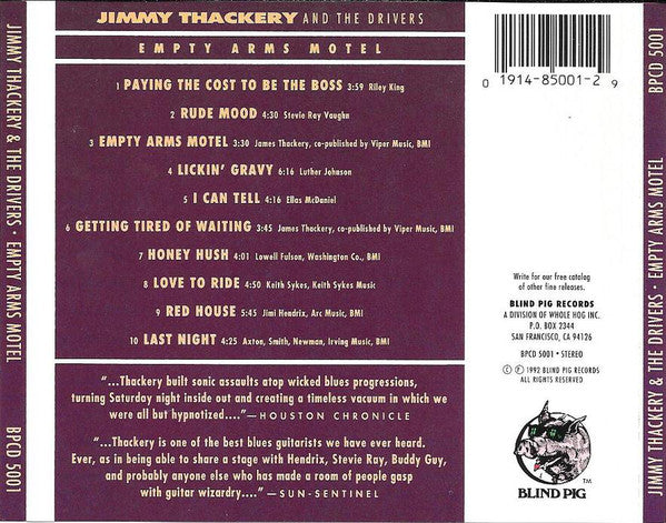 Jimmy Thackery & The Drivers : Empty Arms Motel (CD, Album)
