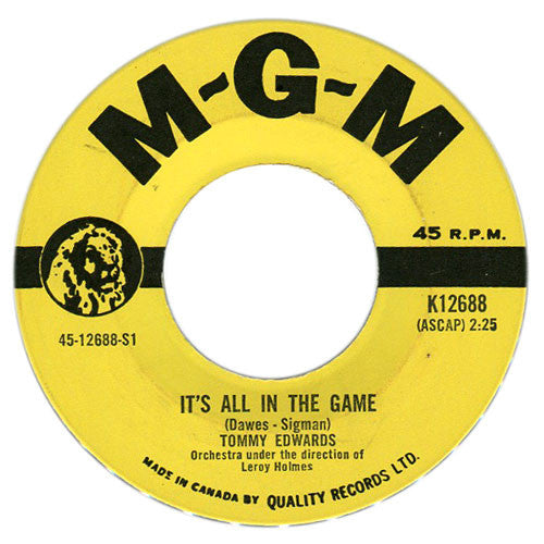 Tommy Edwards : It's All In The Game / Please Love Me Forever (7", Single)