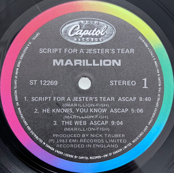 Marillion : Script For A Jester's Tear (LP, Album, Cap)