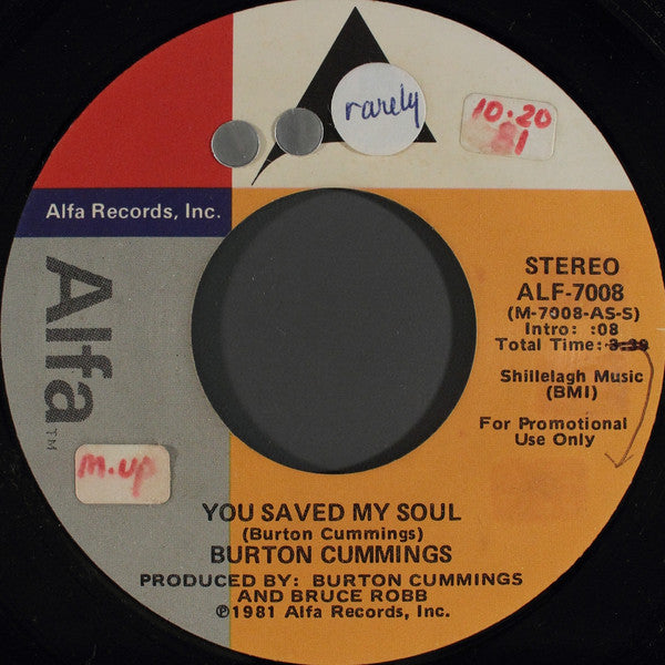 Burton Cummings : You Saved My Soul (7", Promo)