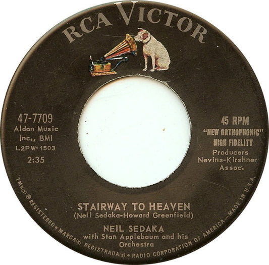 Neil Sedaka With Stan Applebaum And His Orchestra : Stairway To Heaven / Forty Winks Away (7", Single, Roc)
