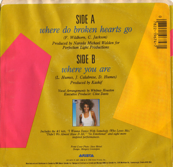 Whitney Houston : Where Do Broken Hearts Go (7", Single)