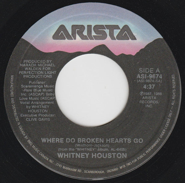 Whitney Houston : Where Do Broken Hearts Go (7", Single)