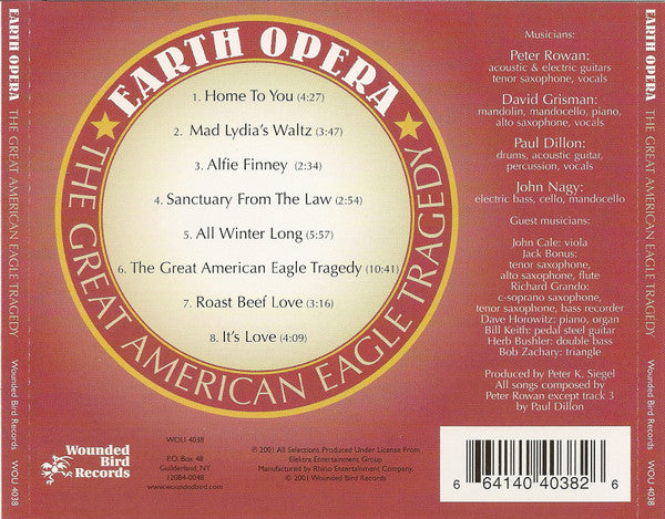 Earth Opera : The Great American Eagle Tragedy (CD, Album, RE)